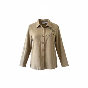 Blair Tan Linen-Blend Shirt size M